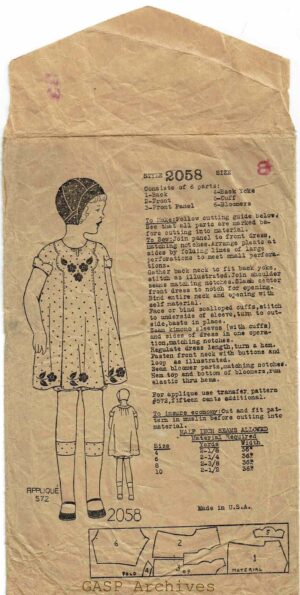 Pattern Bureau 2058 (1930) PDF Size 8