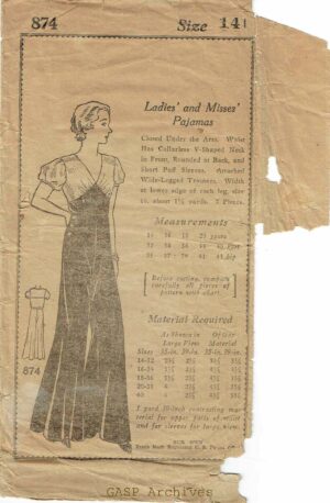 Pattern Bureau 874 (1930's) PDF Size 14 Bust 32