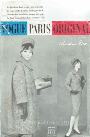 Vogue Paris Original 1472 (1959-1962) Original Size 14 Bust 34 Waist 26 Hip 36