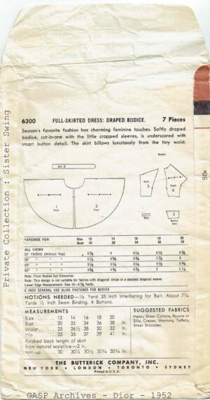 Butterick 6300 (1952) PDF Size 12 - Image 2