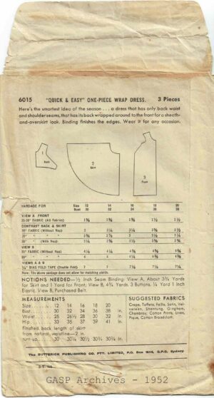 Butterick 6015 (1952) PDF Size 16 - Image 2