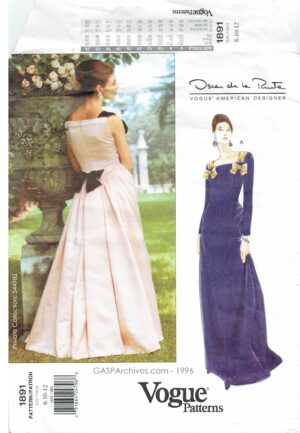 Vogue American Designer 1891 (1996) PDF Sizes 8-10-12 Oscar de la Renta