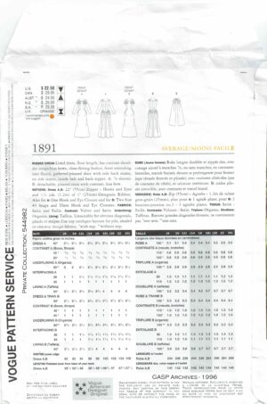 Vogue American Designer 1891 (1996) PDF Sizes 8-10-12 Oscar de la Renta - Image 2