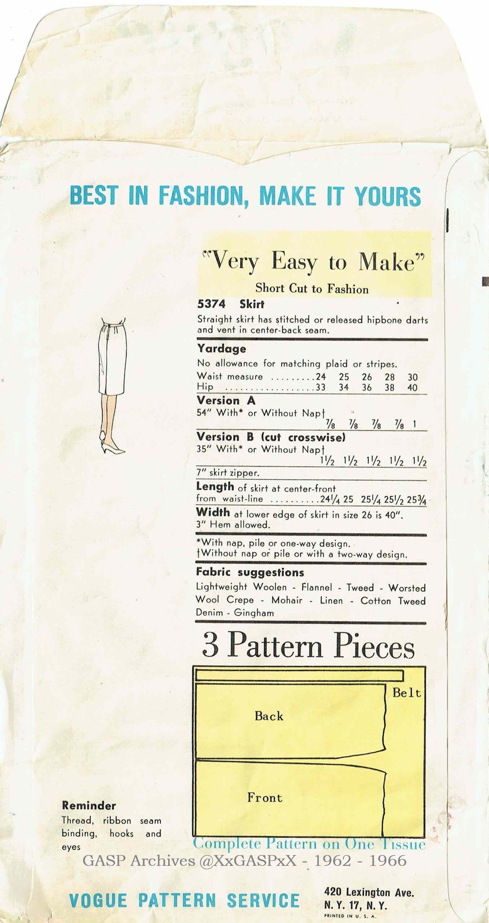 Vogue 5374 ©️1962-66 PDF - Image 2